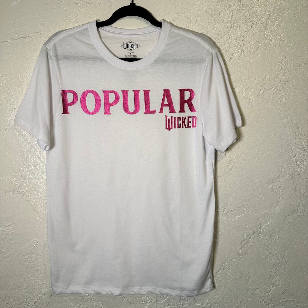 NWT $16 Wicked Popular T-Shirt Small White Pink Shiny Movie